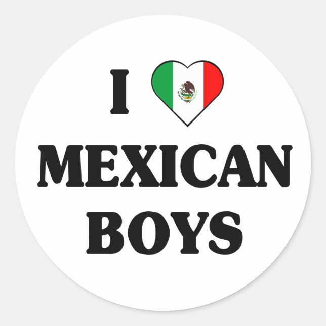 Sticker Rond J'aime les garçons mexicains (Devant)