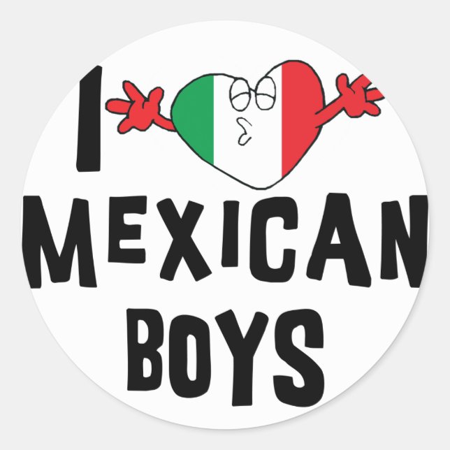 Sticker Rond J'aime les garçons mexicains (Devant)