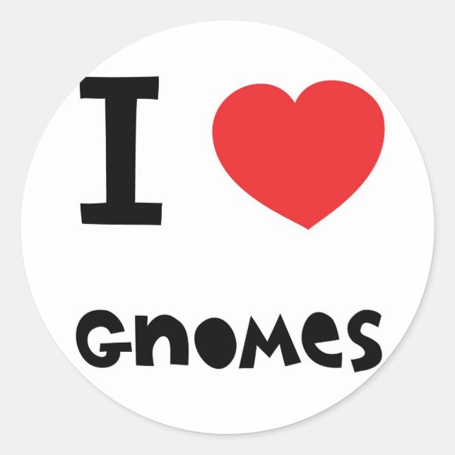 Sticker Rond J'aime les gnomes (Devant)