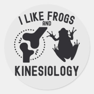 Sticker Rond J'aime les grenouilles et la kinésiologie