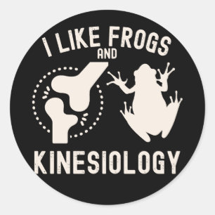 Sticker Rond J'aime les grenouilles et la kinésiologie