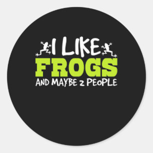 Sticker Rond J'Aime Les Grenouilles Et Peut-Être 2 Personnes