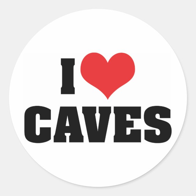 Sticker Rond J'aime les grottes Heart - Exploration de grottes  (Devant)
