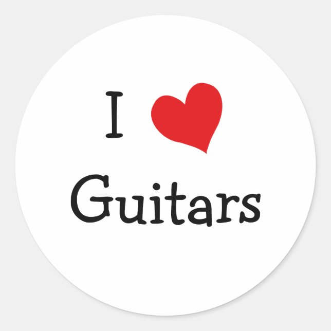 Sticker Rond J'aime les guitares (Devant)