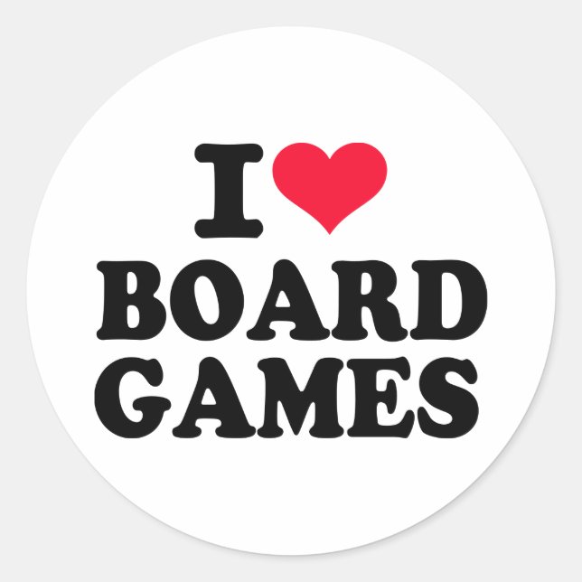 Sticker Rond J'aime les jeux de société (Devant)