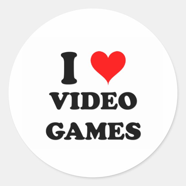 Sticker Rond J'aime les jeux vidéo (Devant)