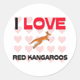 Sticker Rond J'aime les Kangaroos rouges