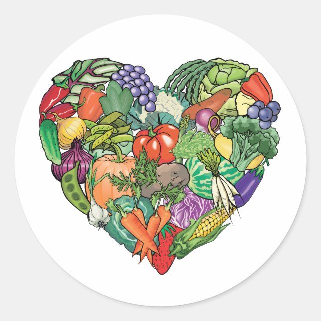 Sticker Rond J'aime les Légumes (Devant)