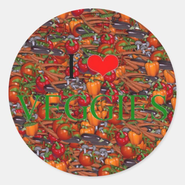 Sticker Rond J'aime les Légumes (Devant)