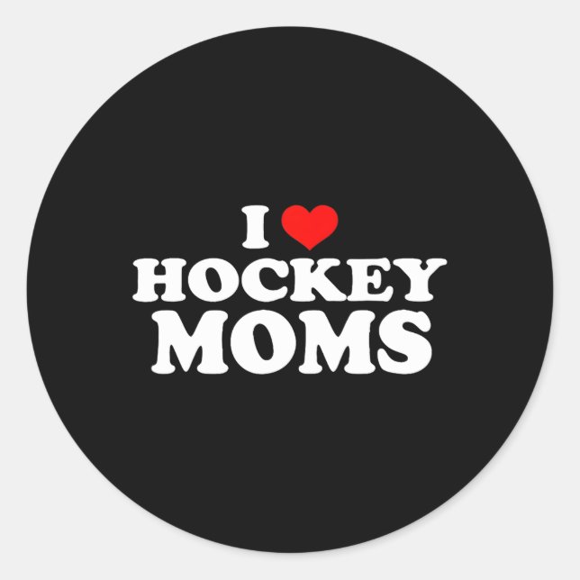 Sticker Rond J'Aime Les Moms De Hockey (Devant)