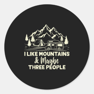Sticker Rond J'aime les montagnes et peut-être trois personnes