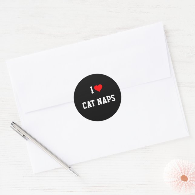 STICKER ROND J'AIME LES NAPS CAT (Enveloppe)