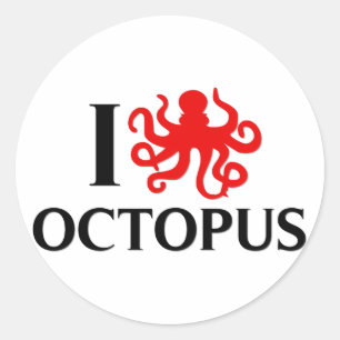 Sticker Rond J'Aime Les Octopus