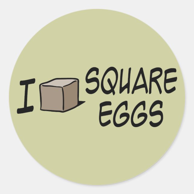 Sticker Rond J'Aime Les Oeufs Carrés (Devant)