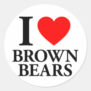 Sticker Rond J'Aime Les Ours Brown