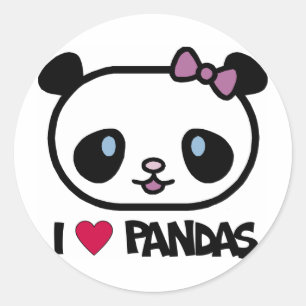 Sticker Rond J'aime les pandas