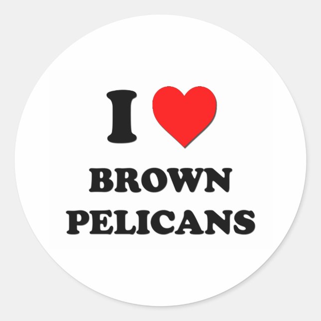 Sticker Rond J'aime les pélicans Brown (Devant)