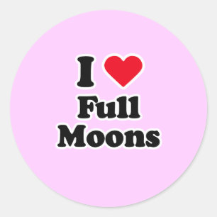 Sticker Rond J'aime les pleines lunes