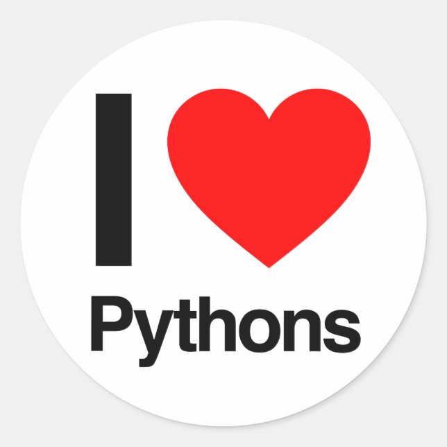 Sticker Rond j'aime les pythons (Devant)