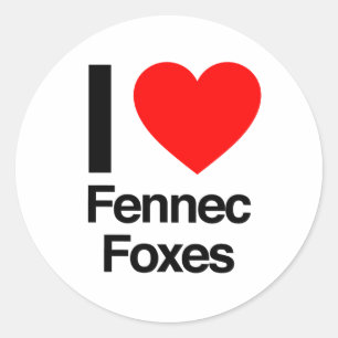 Sticker Rond j'aime les renards de fennec