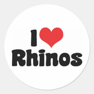 Sticker Rond J'aime les rhinocéros à cœur - Amateur de rhinocér