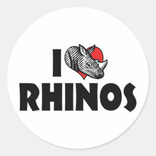 Sticker Rond J'aime les rhinocéros à cœur - Amoureux des rhinoc