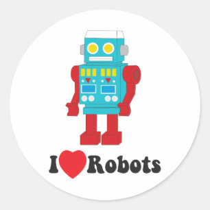 Sticker Rond J'Aime Les Robots !