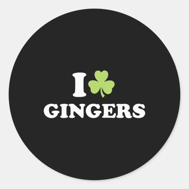 Sticker Rond J'aime les rouquins de la Saint-Patrick Shamrock (Devant)