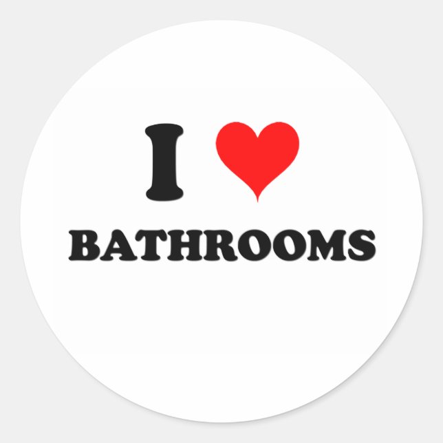 Sticker Rond J'Aime Les Salles De Bains (Devant)