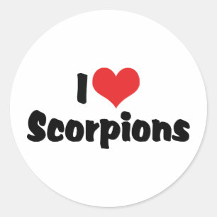 Sticker Rond J'aime les scorpions cardiaques