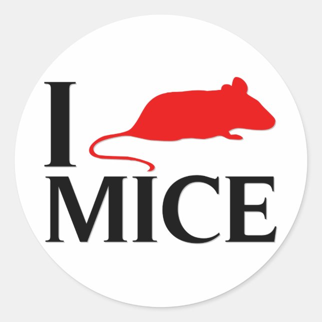 Sticker Rond J'aime les souris (Devant)