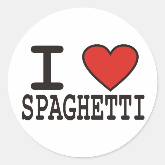 Sticker Rond J'Aime Les Spaghetti (Devant)