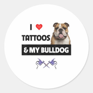 Sticker Rond J'Aime Les Tatouages Et Mon Chien De Chien À Chien