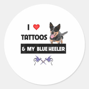 Sticker Rond J'Aime Les Tatouages Et Mon Tatouage De Chien À Hé