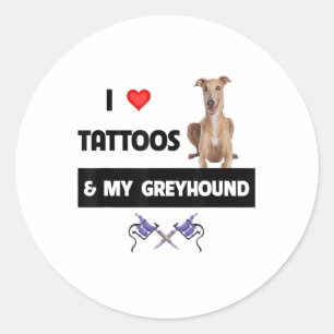 Sticker Rond J'Aime Les Tatouages Et Mon Tatouage De Chien De C