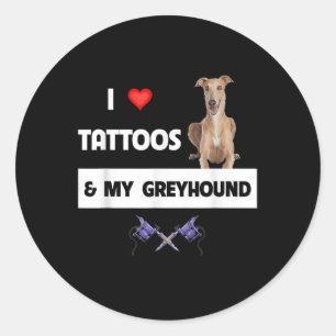 Sticker Rond J'Aime Les Tatouages Et Mon Tatouage De Chien De C