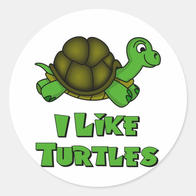 Sticker Rond J'Aime Les Tortues (Devant)