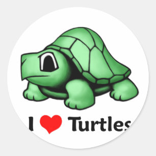 Sticker Rond J'aime les tortues