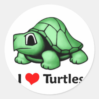 Sticker Rond J'aime les tortues