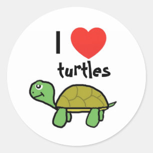 Sticker Rond J'aime les tortues