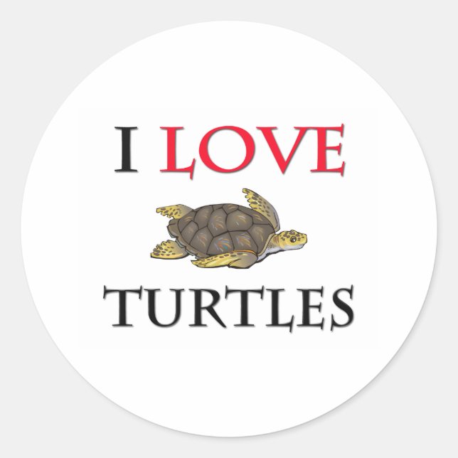 Sticker Rond J'Aime Les Tortues (Devant)