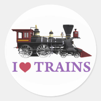 Sticker Rond J'aime les trains
