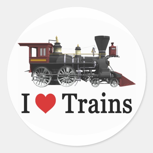 Sticker Rond J'aime les trains (Devant)