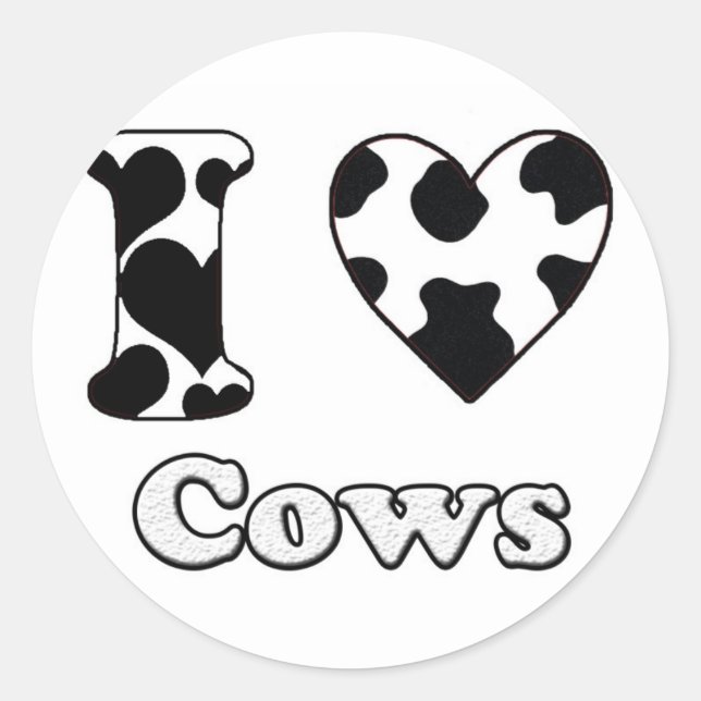 Sticker Rond J'aime les vaches (Devant)
