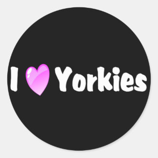 Sticker Rond J'Aime Les Yorkies