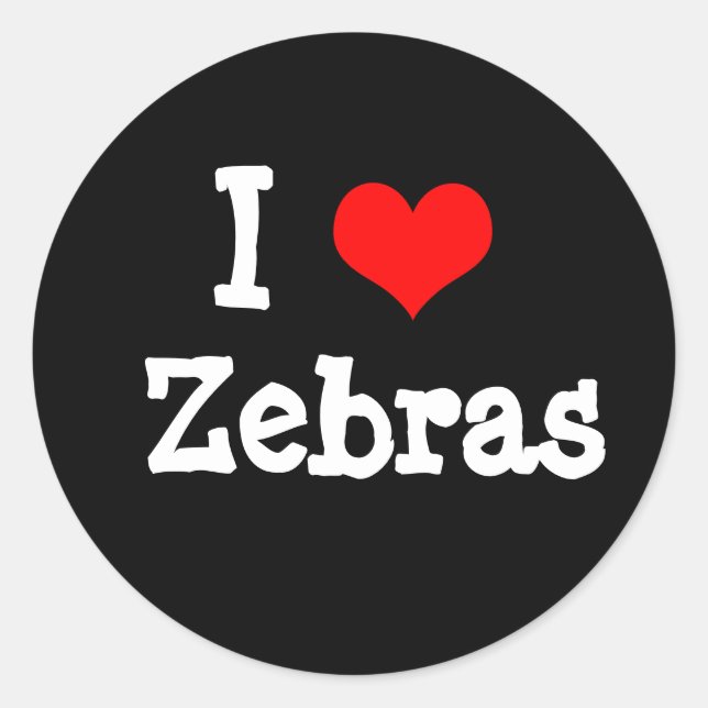 Sticker Rond J'aime les zèbres (Devant)