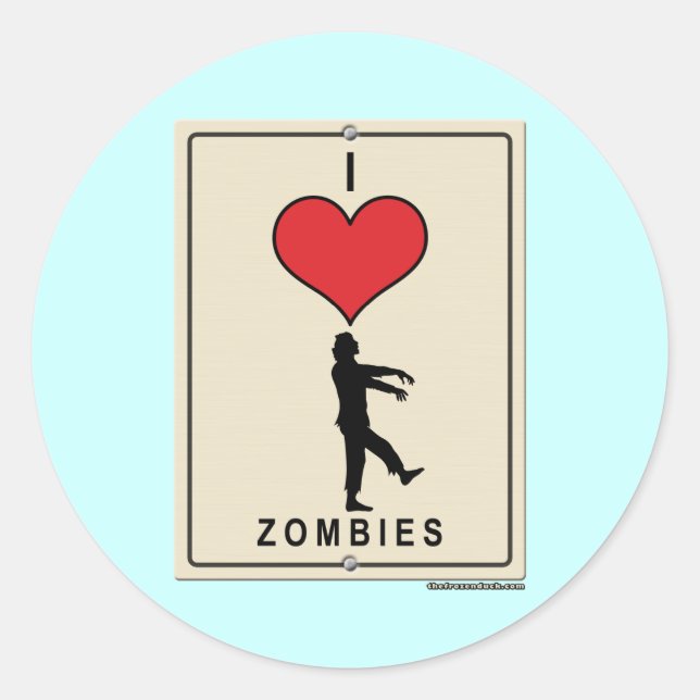 Sticker Rond J'aime les zombies (Devant)