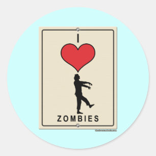 Sticker Rond J'aime les zombies