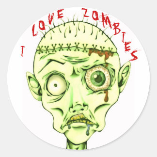 Sticker Rond J'aime les zombies