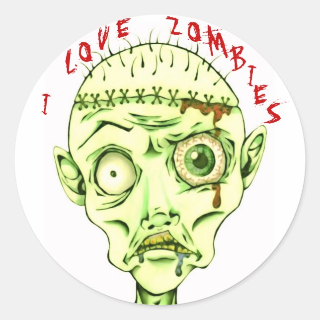 Sticker Rond J'aime les zombies (Devant)